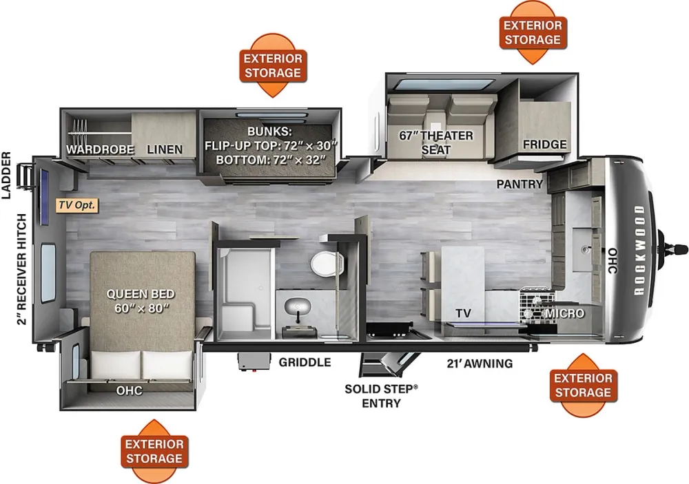 Floorplan of RV model 8264BHS