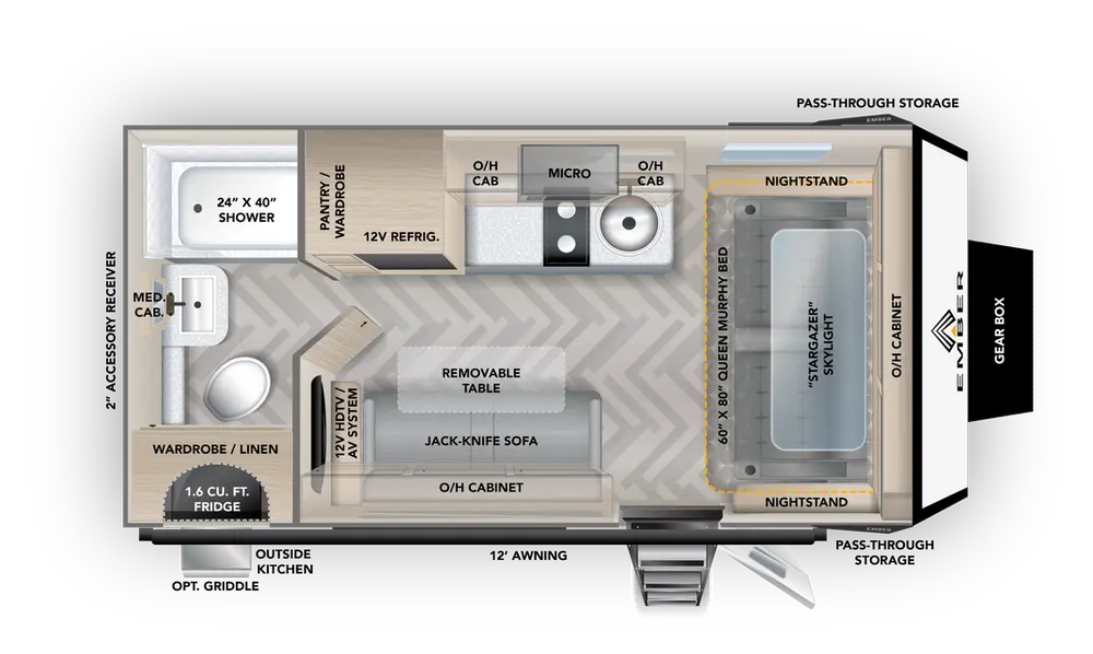 Floorplan of RV model 170MRB