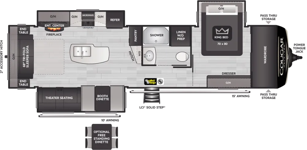 Floorplan of RV model 33RLI