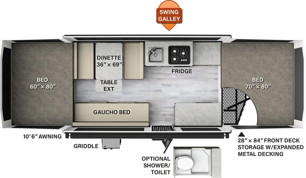 Floorplan of RV model 228BHSE