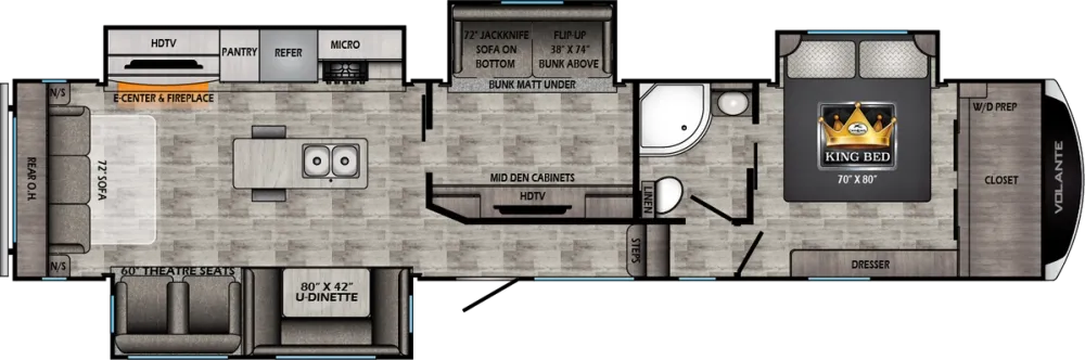 Floorplan of RV model VL375MD