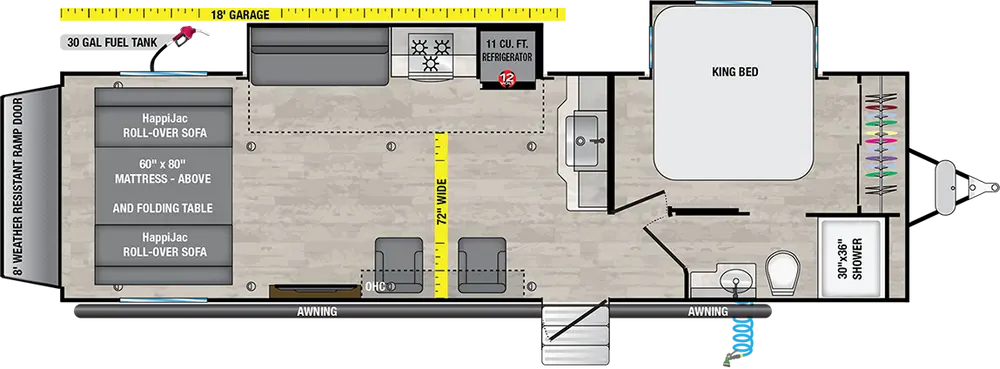 Floorplan of RV model 29T18