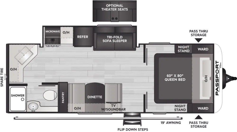 Floorplan of RV model 229RKWE