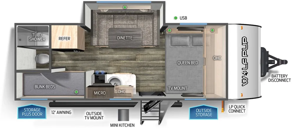 Floorplan of RV model 17JG