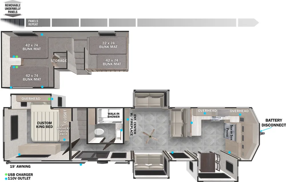 Floorplan of RV model 42FK