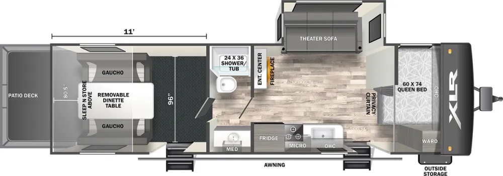 Floorplan of RV model 27XLRE