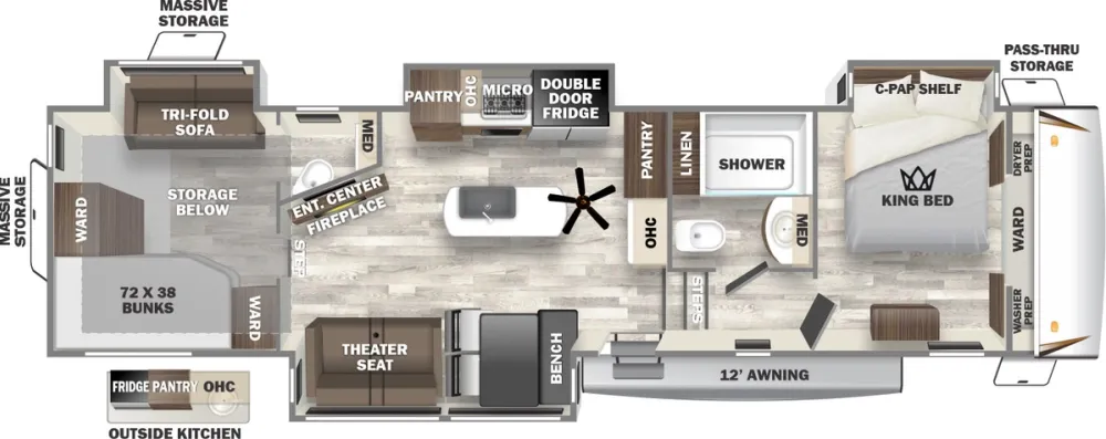 Floorplan of RV model 350BH