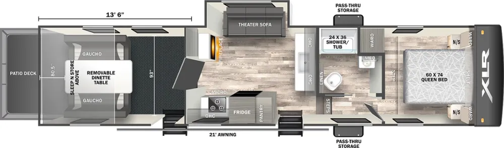 Floorplan of RV model 305XLRE