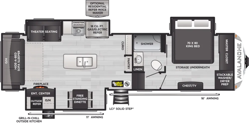 Floorplan of RV model 302RS