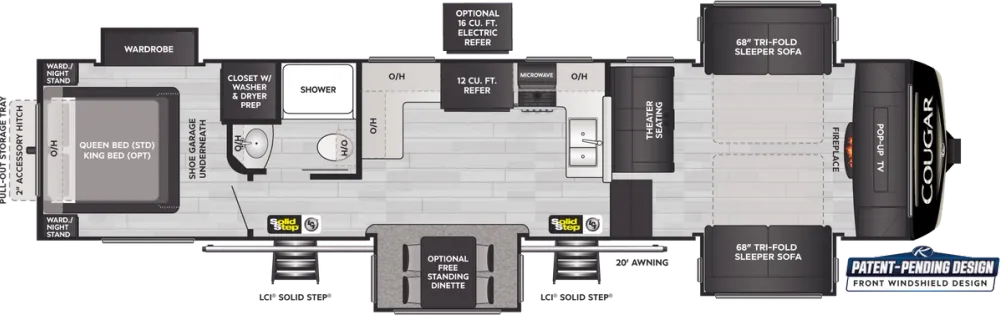 Floorplan of RV model 354FLS