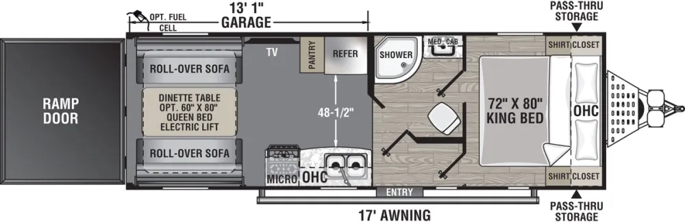 Floorplan of RV model 23LT