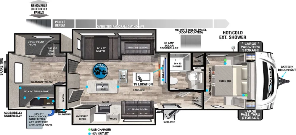 Floorplan of RV model 34BH