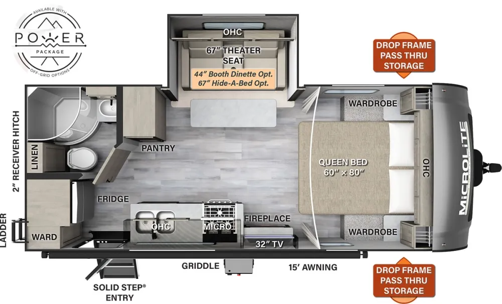 Floorplan of RV model 22FBS