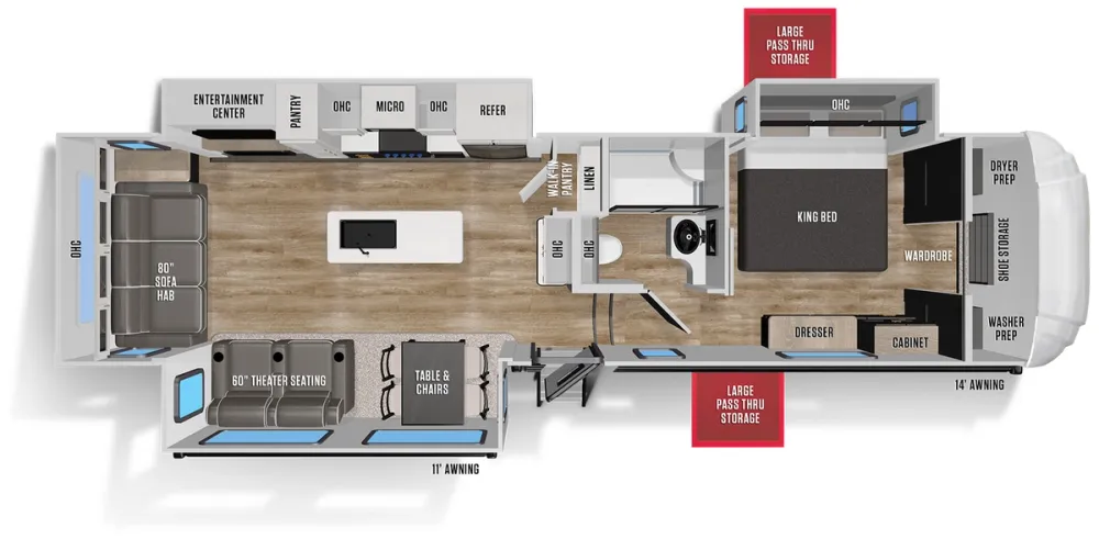 Floorplan of RV model 336RLS