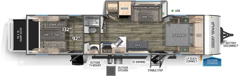 Floorplan of RV model 29RRT