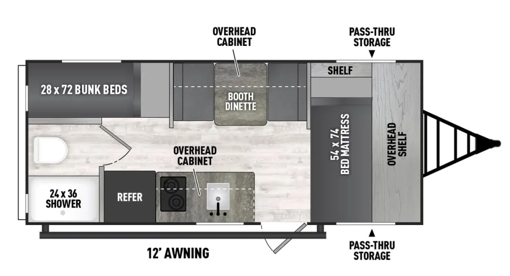 Floorplan of RV model 17SBH