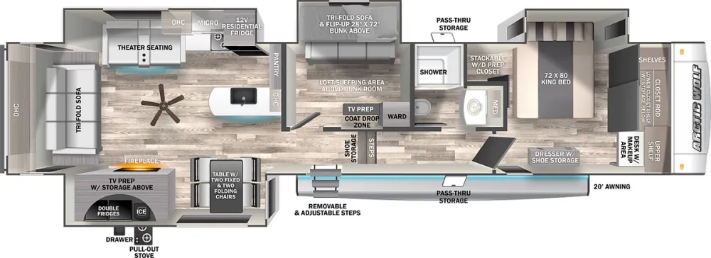 Floorplan of RV model 3660SUITE