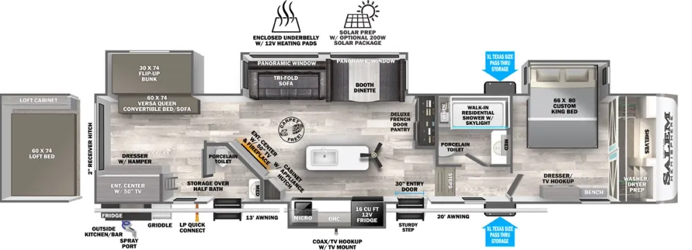 Floorplan of RV model 353BED