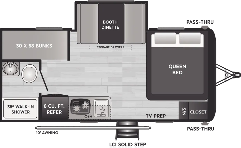 Floorplan of RV model 176BH