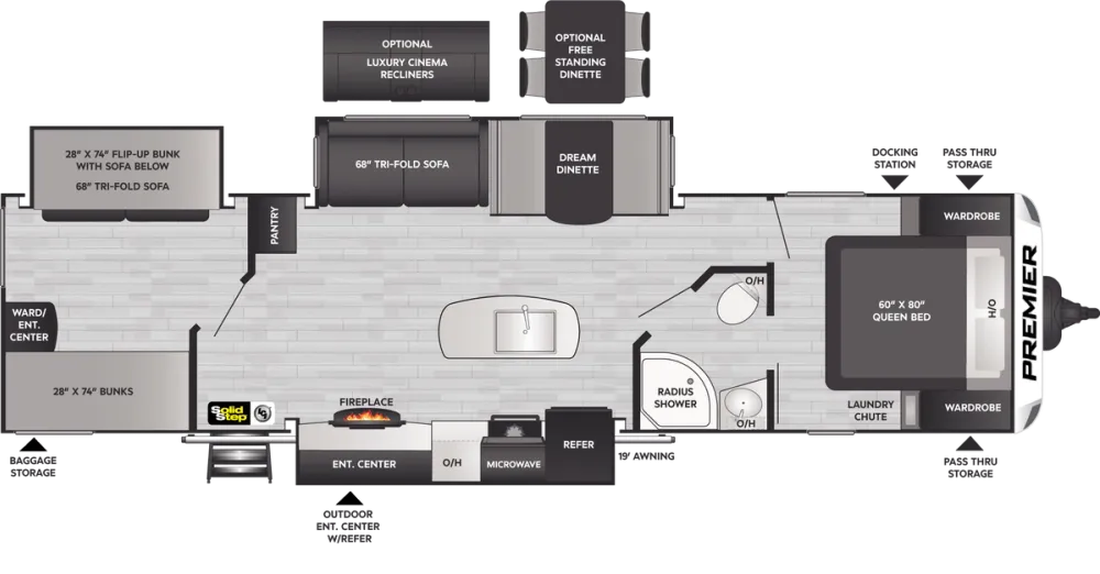 Floorplan of RV model 34BIPR