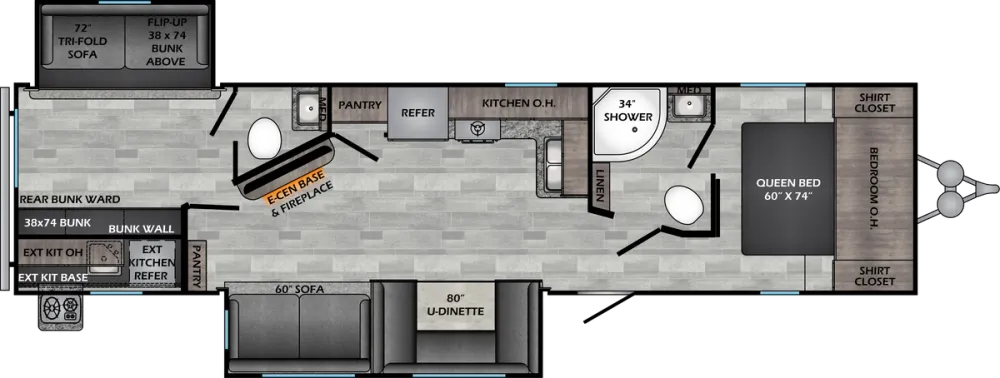 Floorplan of RV model ZR333DB