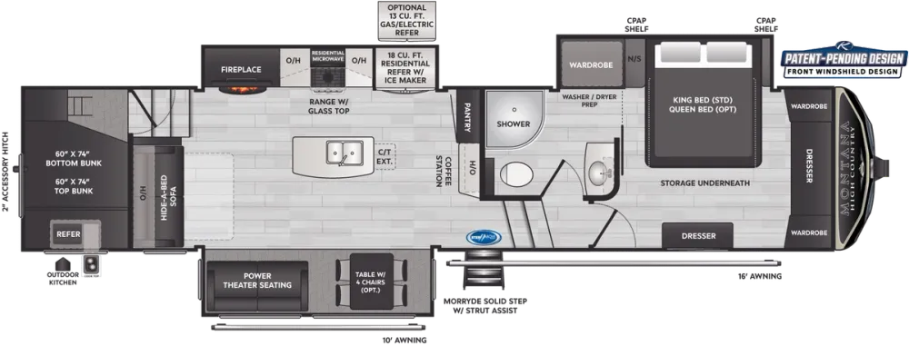 Floorplan of RV model 351BH