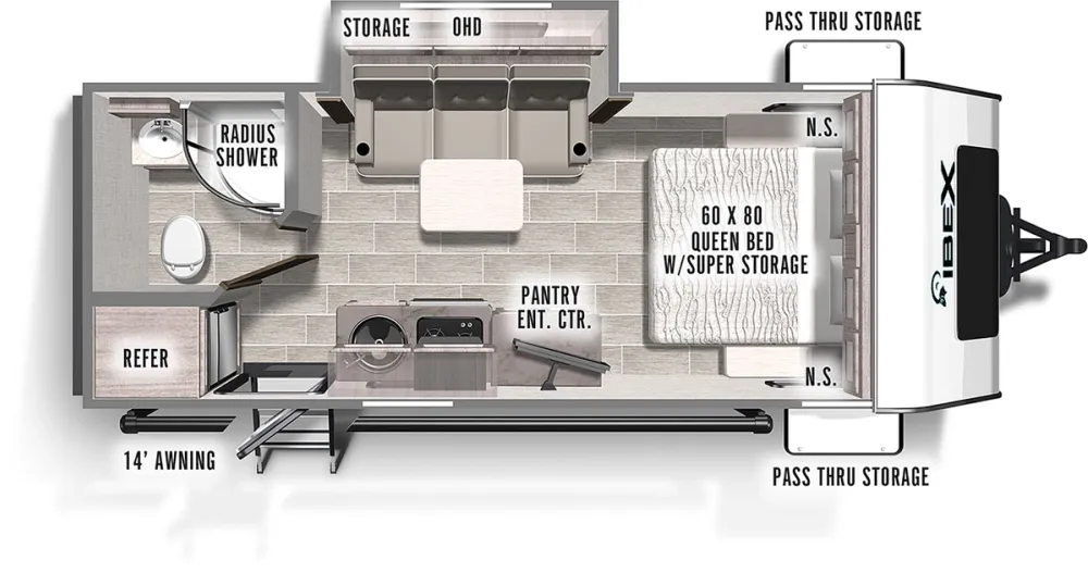 Floorplan of RV model 19QBS