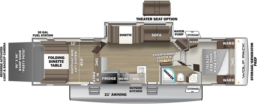 Floorplan of RV model 315PACK12