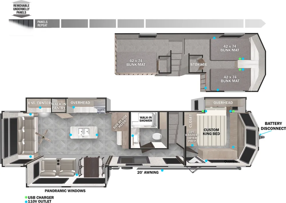 Floorplan of RV model 42DL