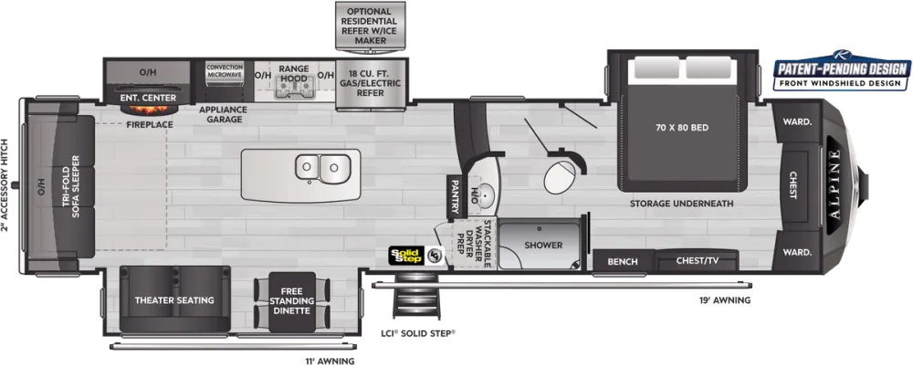 Floorplan of RV model 3650RL