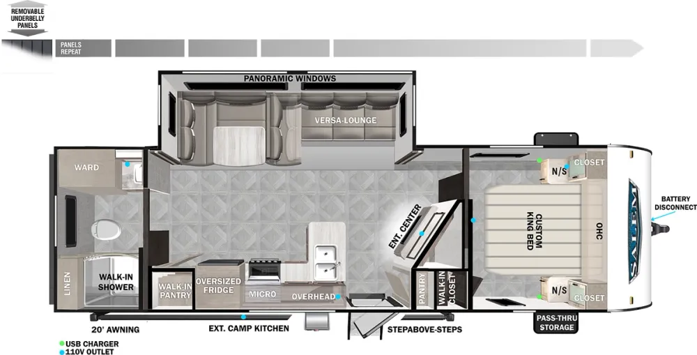 Floorplan of RV model 26RBS