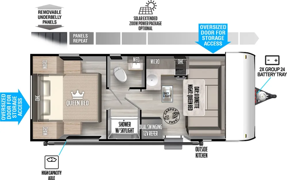 Floorplan of RV model 161QK