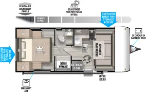 Floorplan of RV model 161QK