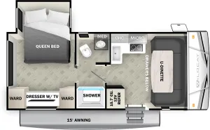 Floorplan of RV model 169QBX