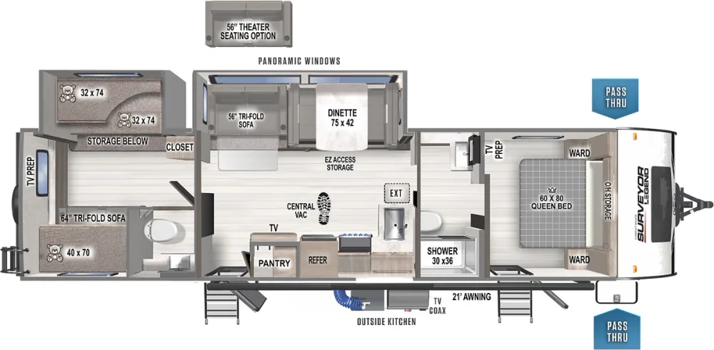 Floorplan of RV model 303BHLE