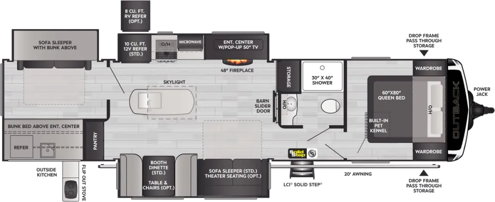 Floorplan of RV model 340BH