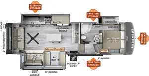 Floorplan of RV model 2883WS