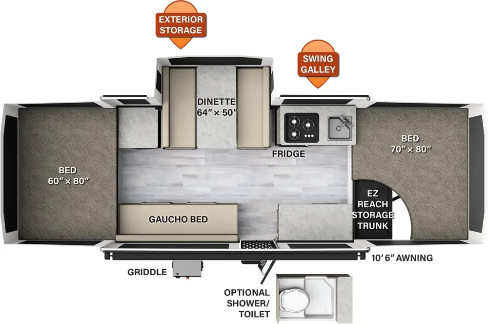 Floorplan of RV model 228SE