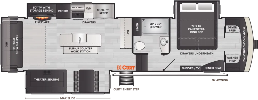 Floorplan of RV model 3660RL