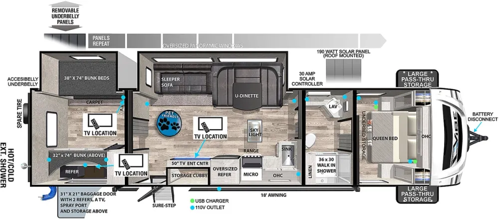 Floorplan of RV model 29BH