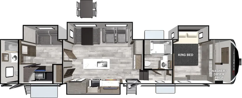 Floorplan of RV model 383BHLE