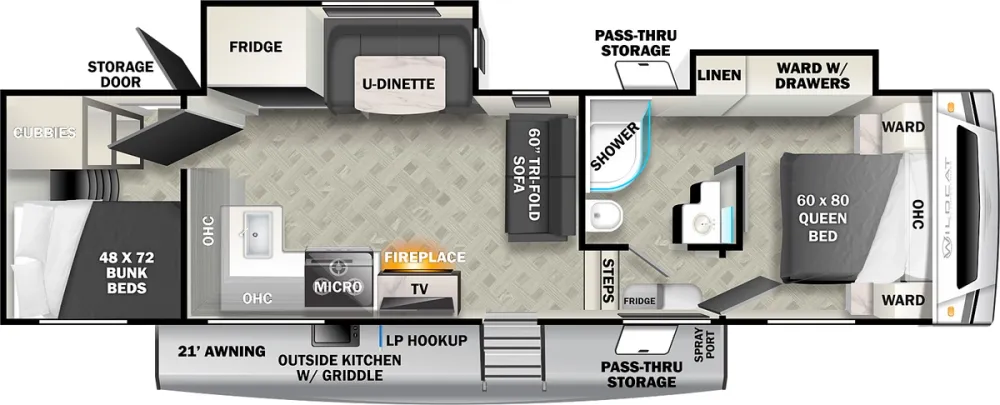 Floorplan of RV model 302BH