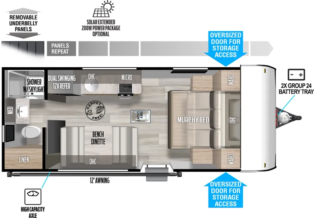 Floorplan of RV model 167RBK