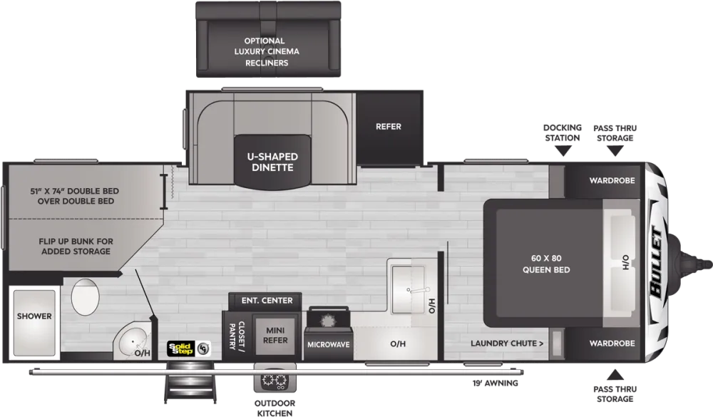 Floorplan of RV model 250BHSWE