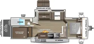 Floorplan of RV model 27PACK10