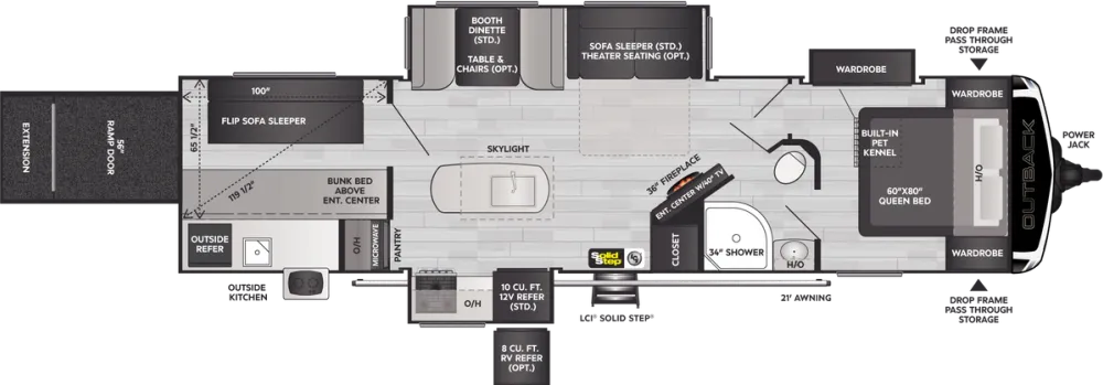 Floorplan of RV model 335CG