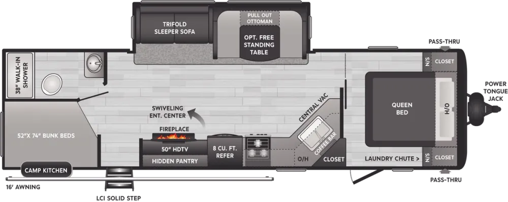 Floorplan of RV model 29DFSWE