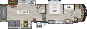 Floorplan of RV model 370FB