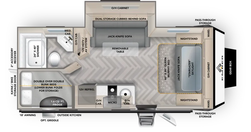 Floorplan of RV model 221MDB