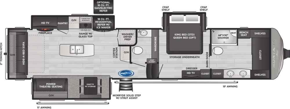 Floorplan of RV model 3931FB